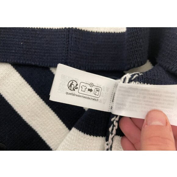 Zara Womens Cardigan Size M Navy Blue White Striped gold Button 6427/022 NWT - Picture 9 of 16